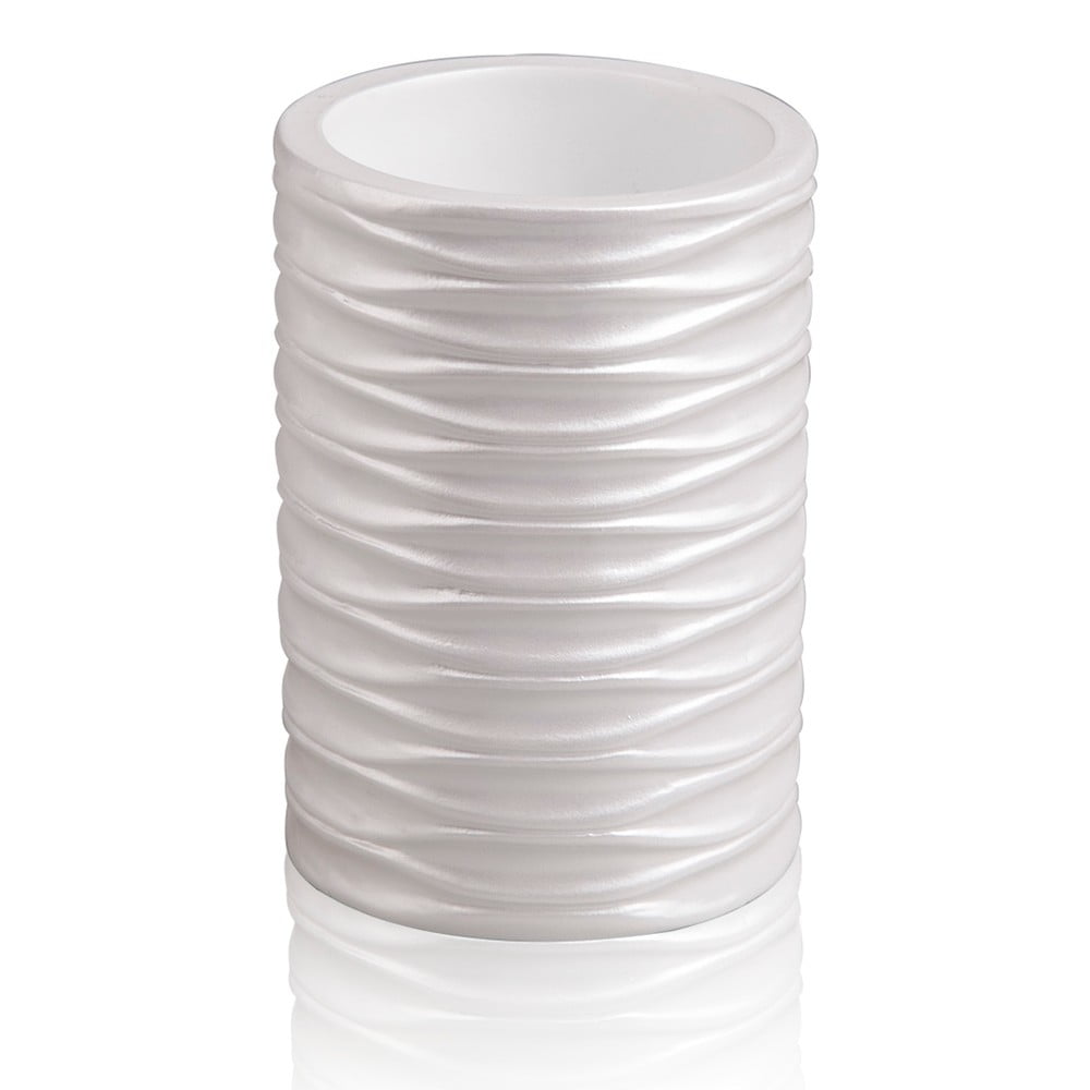 Fehér poligyanta fogkefetartó pohár Wave - Tomasucci