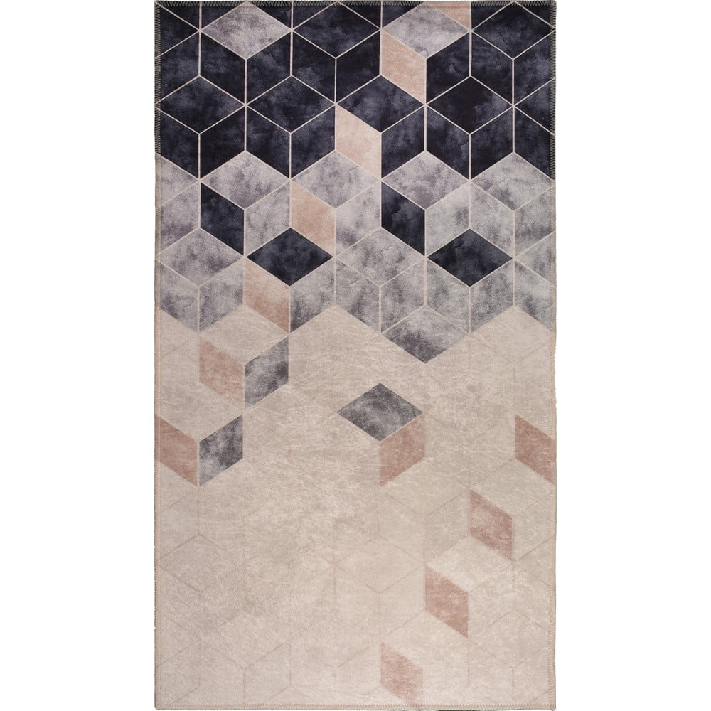 Sötétkék-krémszínű mosható szőnyeg 80x50 cm - Vitaus