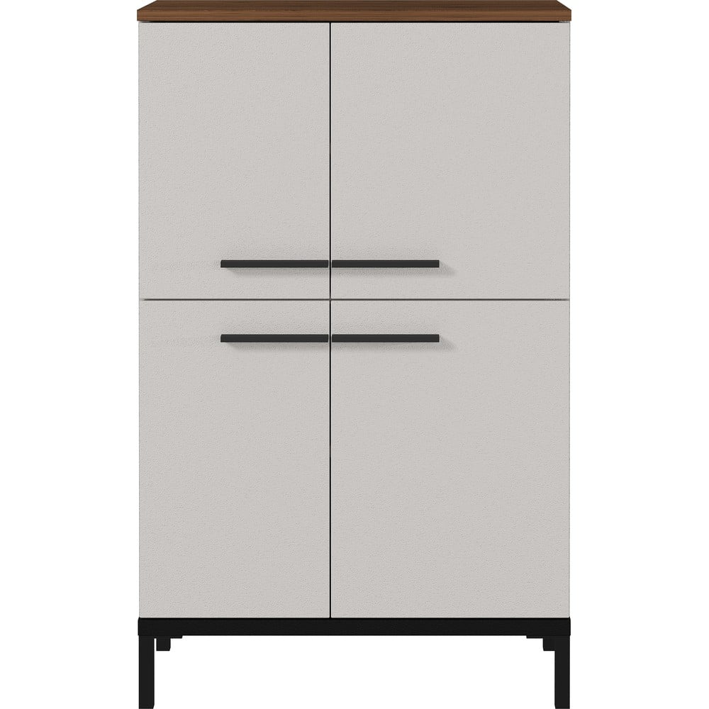 Szürkésbézs magas fürdőszoba szekrény diófa dekorral 60x34 cm Yonkers - Germania