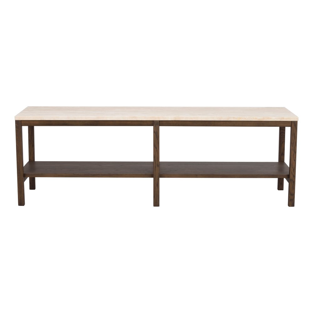 Barna-bézs konzolasztal kő asztallappal 140x40 cm Orwel - Rowico