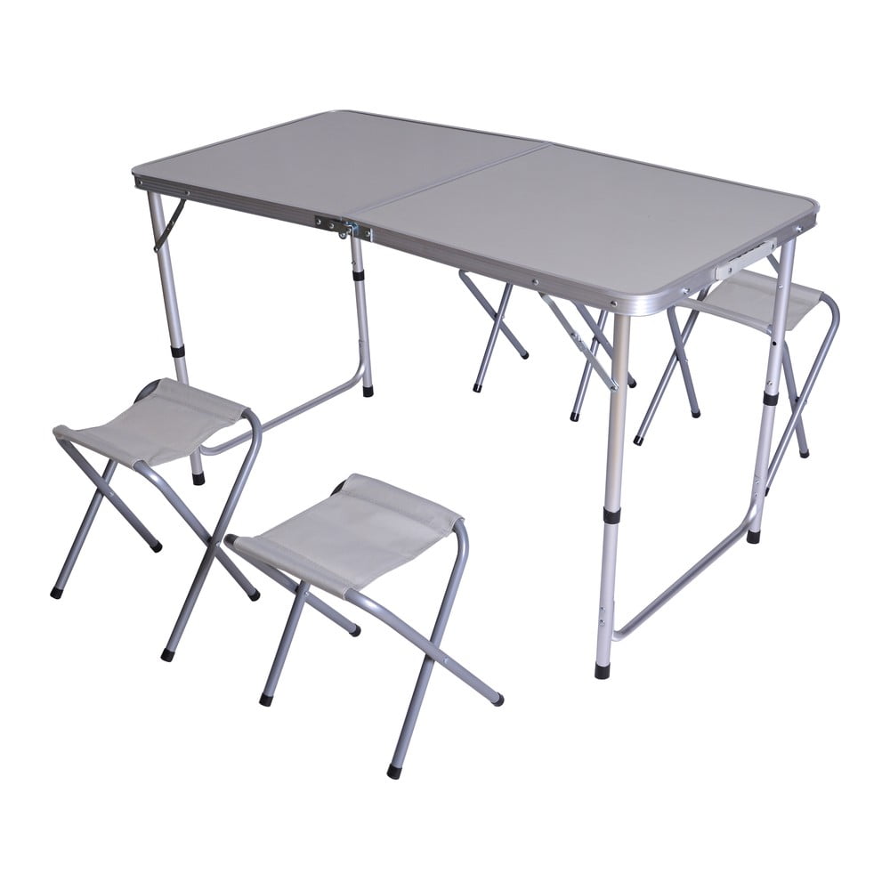 Világosszürke alumínium négyszemélyes kerti étkezőgarnitúra – Rojaplast