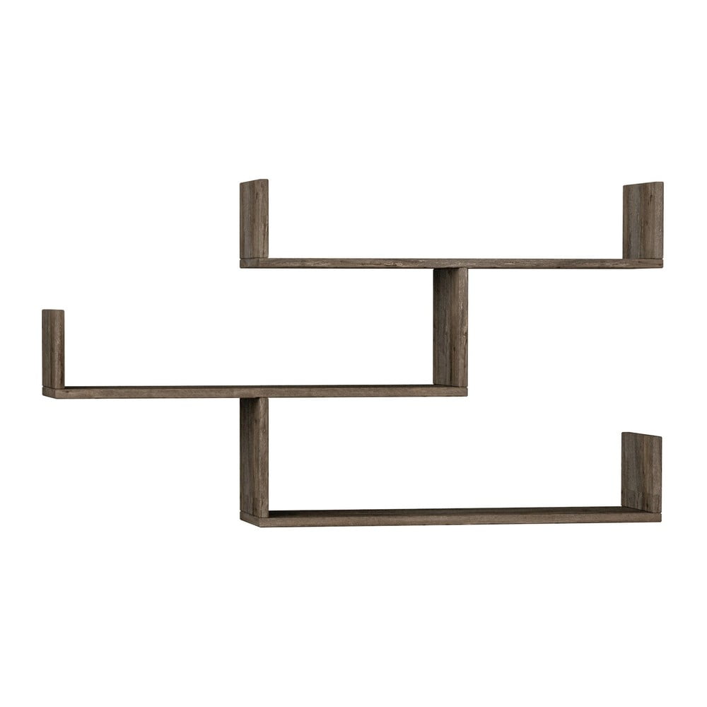 Barna többszintes fali polc diófa dekorral Tibet – Kalune Design