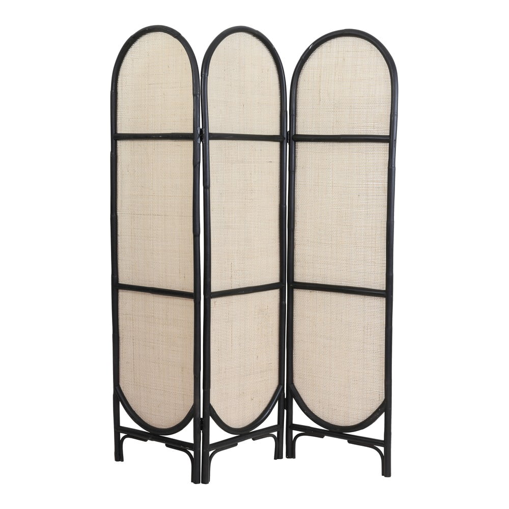 Fekete rattan paraván Herwin - Light & Living