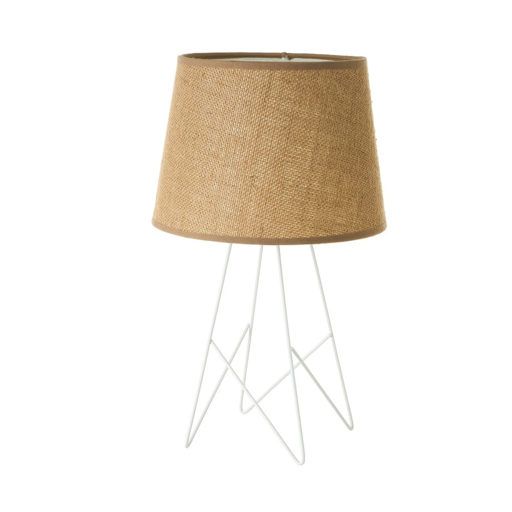 Fehér-natúr színű asztali lámpa textil búrával (magasság 38