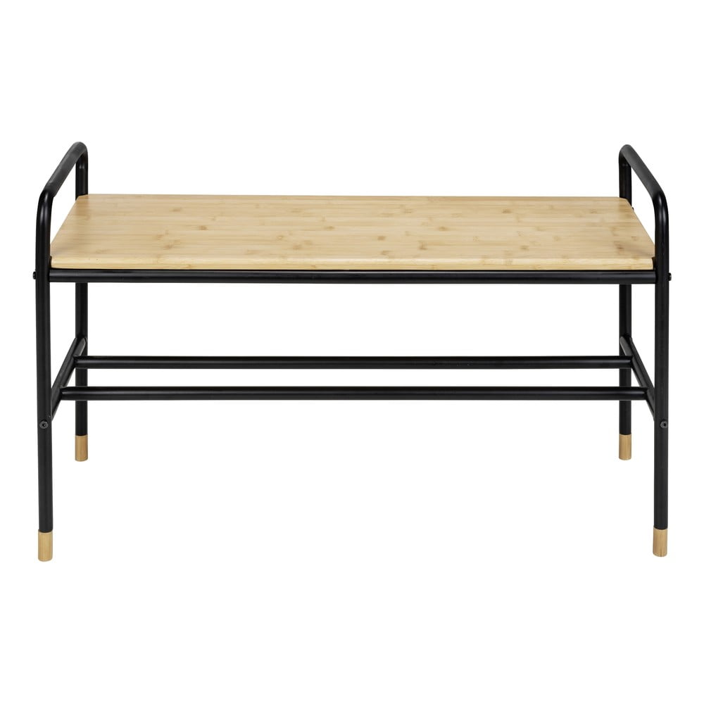 Fekete-natúr színű fém ülőkés cipőtartó Loft – Wenko