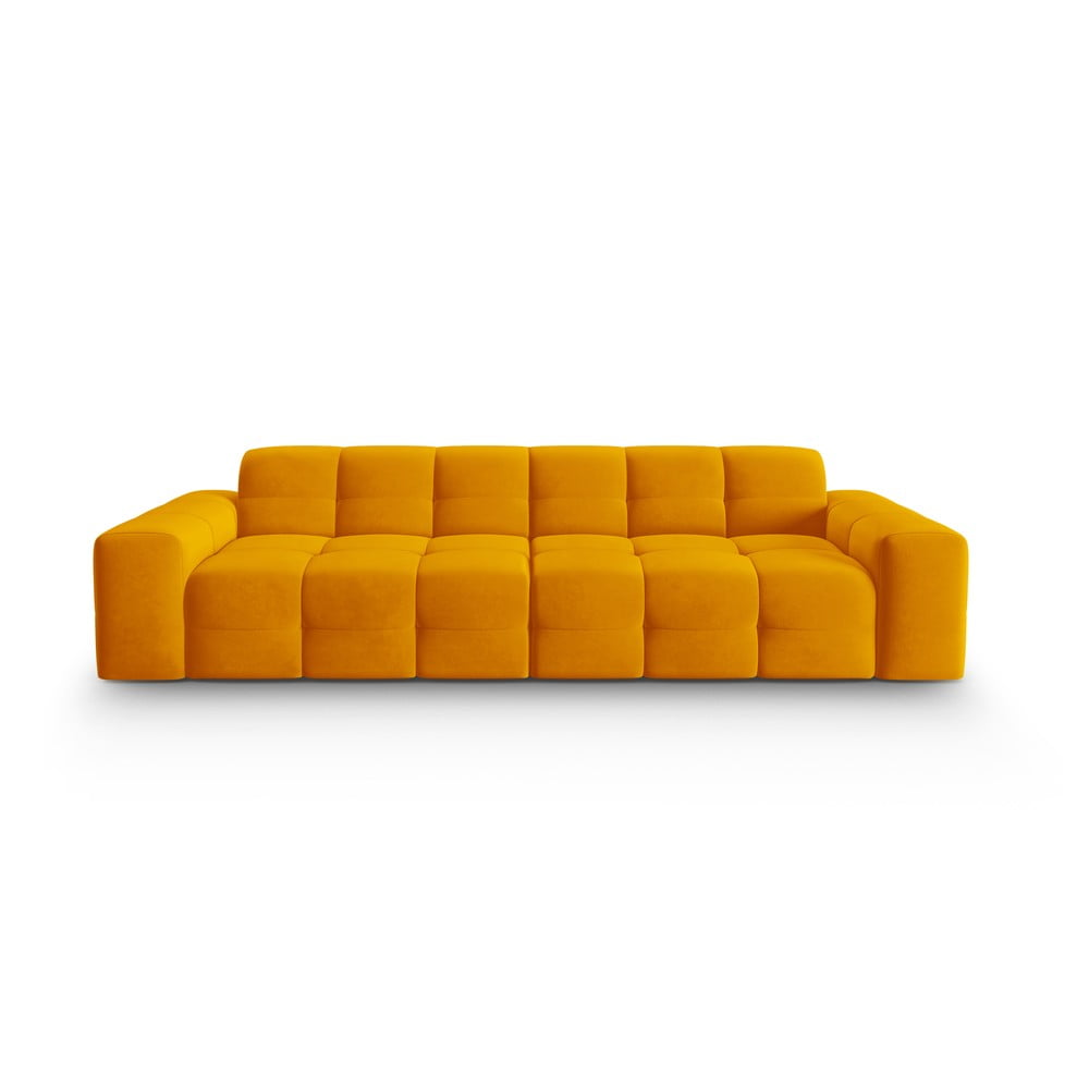 Okkersárga bársony kanapé 255 cm Kendal – Micadoni Home
