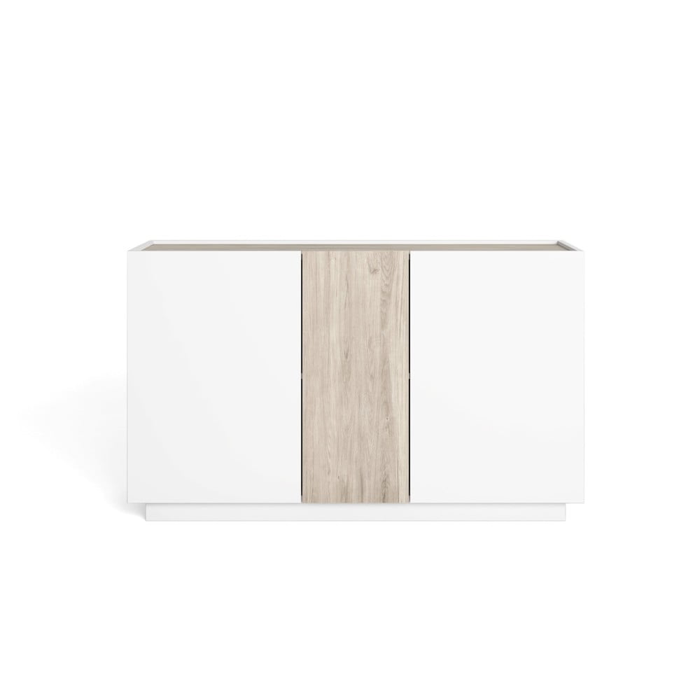 Fehér-natúr színű szekrény tölgyfa dekorral 130x78 cm Udine – Marckeric