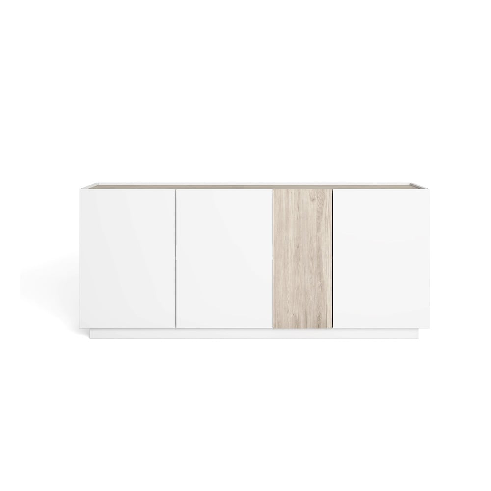 Fehér-natúr színű szekrény tölgyfa dekorral 180x78 cm Udine – Marckeric
