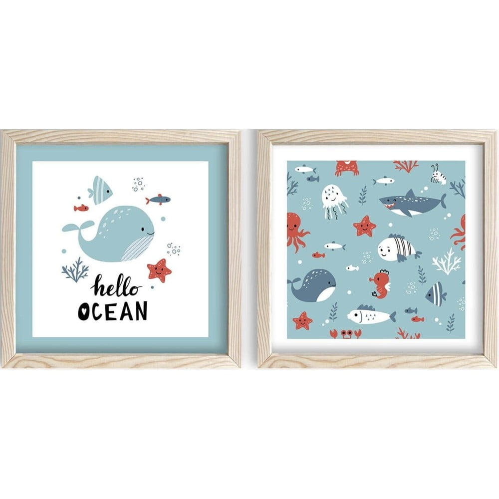 Gyerek kép készlet 2 db-os 33x33 cm Hello Ocean – Wallity