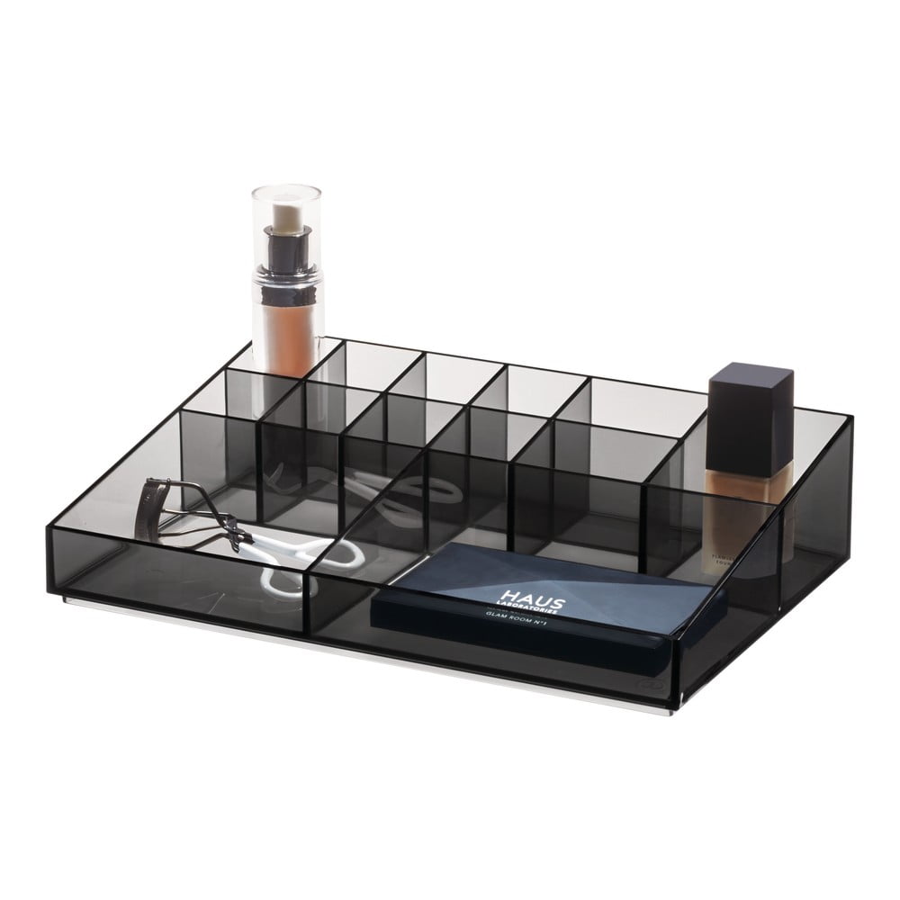 Matt fekete újrahasznosított műanyag fürdőszobai rendszerező kozmetikumokhoz Cosmetic Station – iDesign
