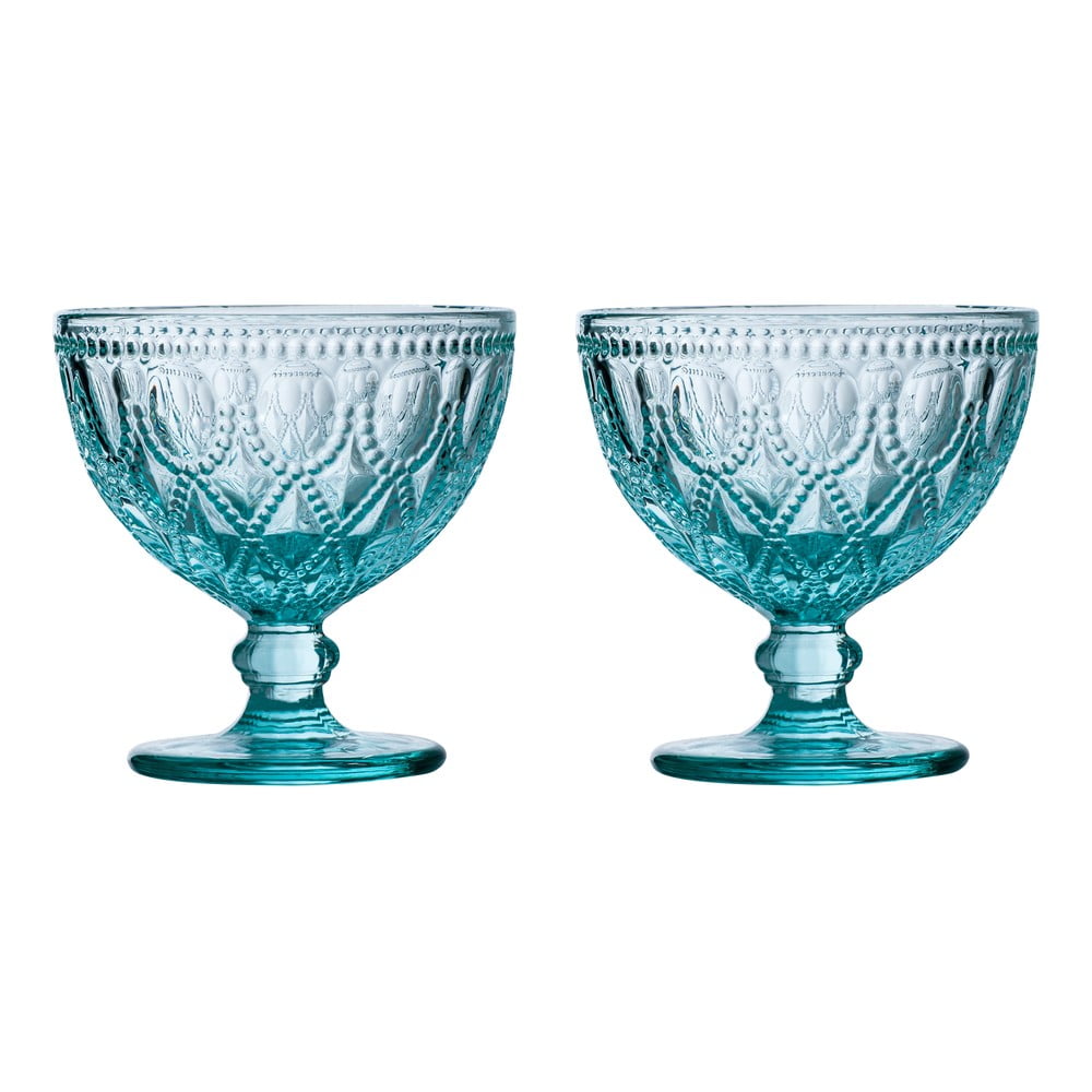 Kék üveg tálka szett 2 db-os 250 ml Fleur – Premier Housewares