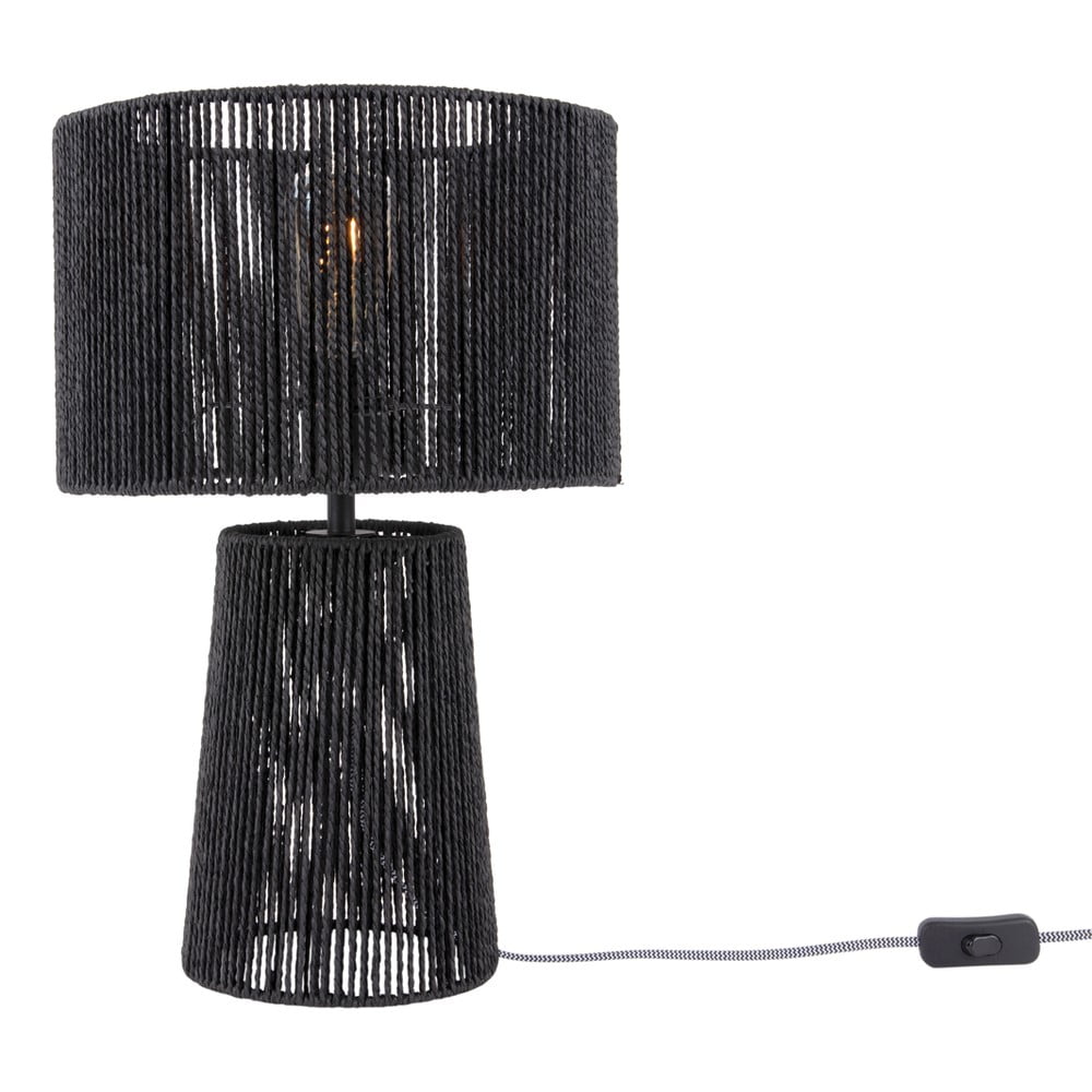Fekete asztali lámpa papír zsinór búrával (magasság 47 cm)  Forma Pin – Leitmotiv
