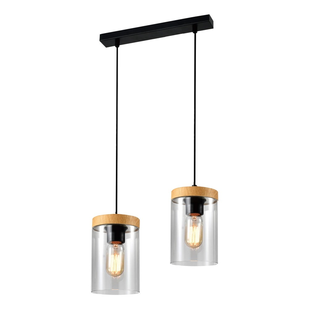 Fekete-natúr színű függőlámpa üveg búrával ø 12 cm Wels – Candellux Lighting