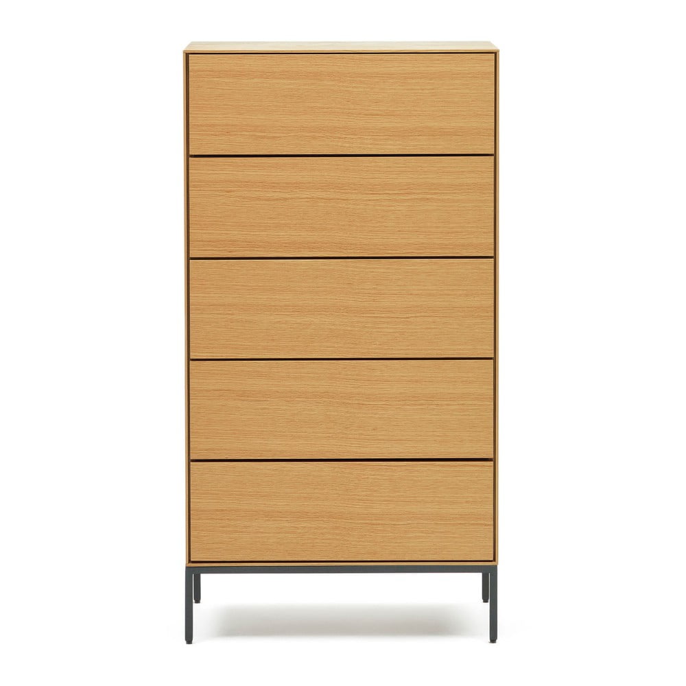Natúr színű magas komód tölgyfa dekorral 60x114 cm Vedrana – Kave Home