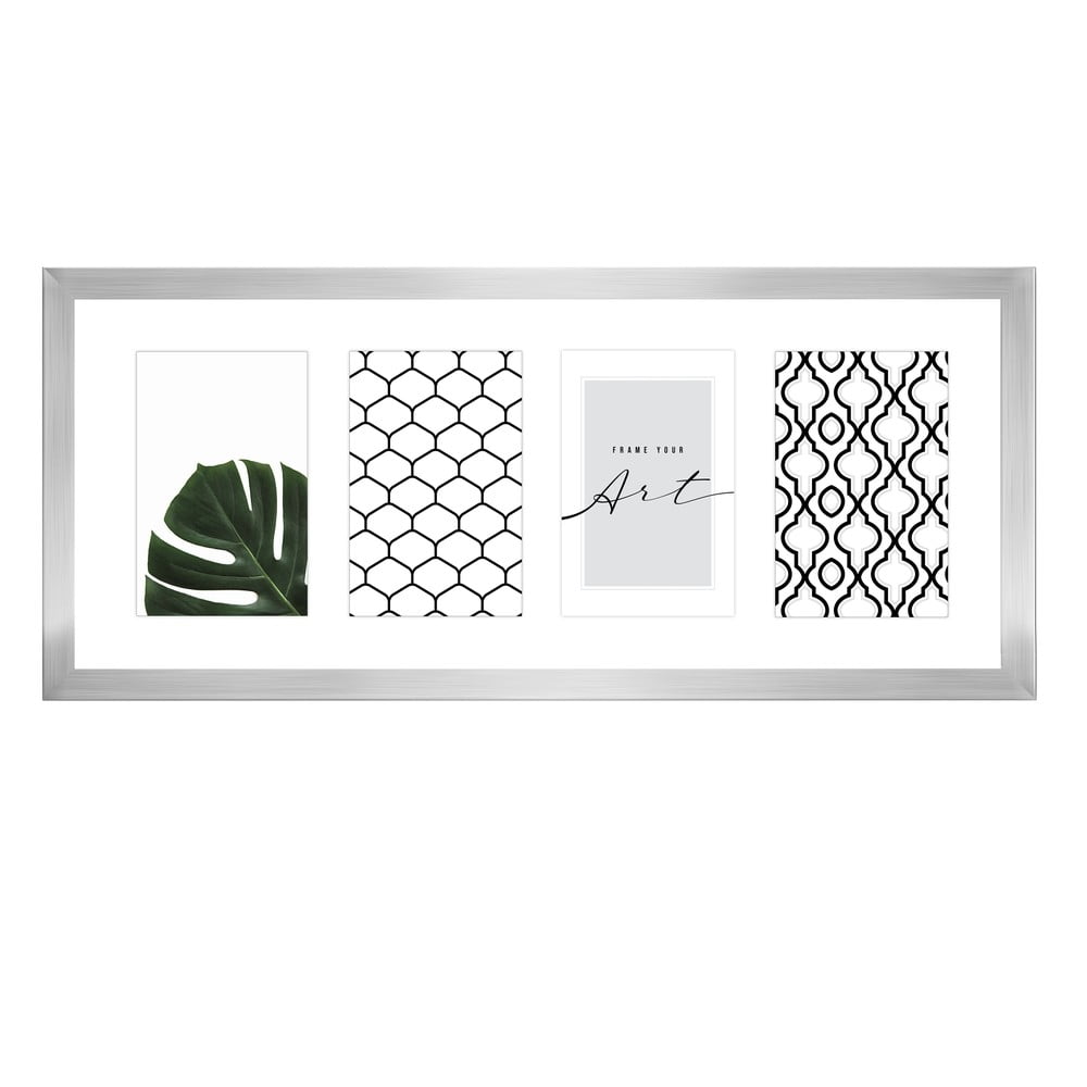 Ezüstszínű műanyag fali képkeret 50x20 cm