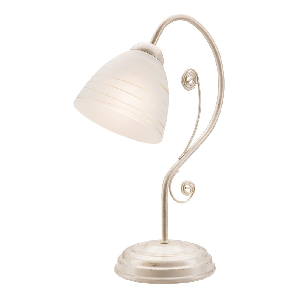 Fehér asztali lámpa üveg búrával (magasság 39 cm) Emilio – LAMKUR
