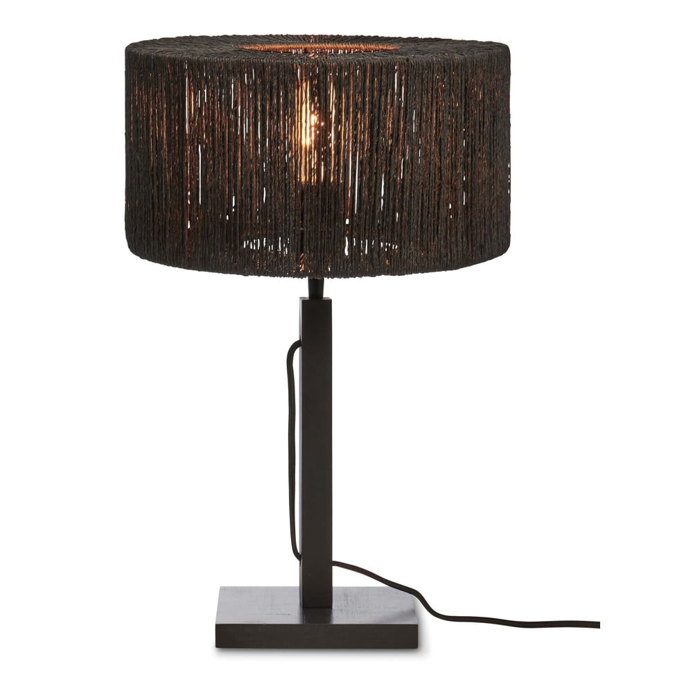 Fekete asztali lámpa juta búrával (magasság 37 cm) Iguazu – Good&Mojo