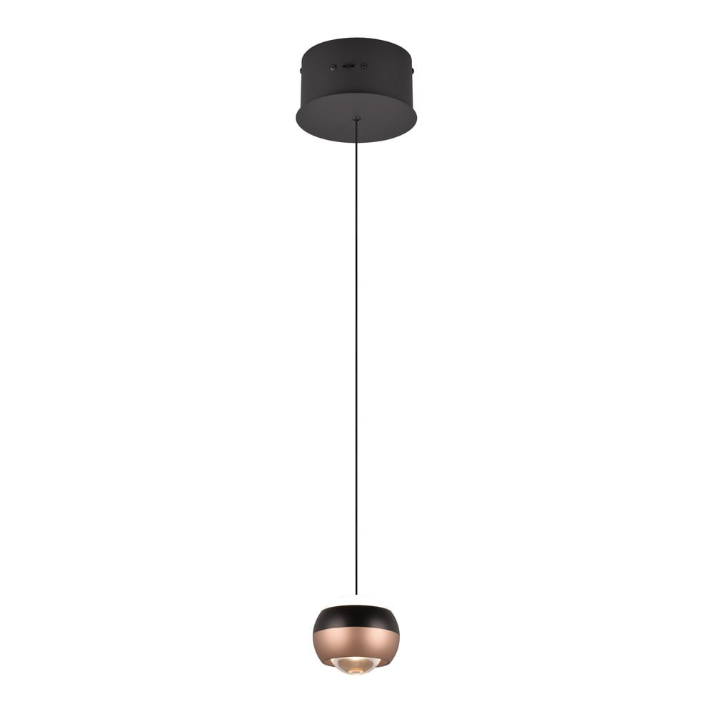 Fekete-rézszínű LED függőlámpa fém búrával ø 15
