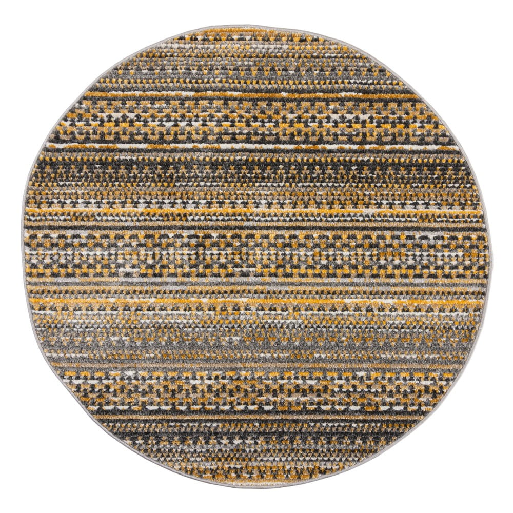 Mustársárga kerek szőnyeg 140x140 cm Camino – Flair Rugs