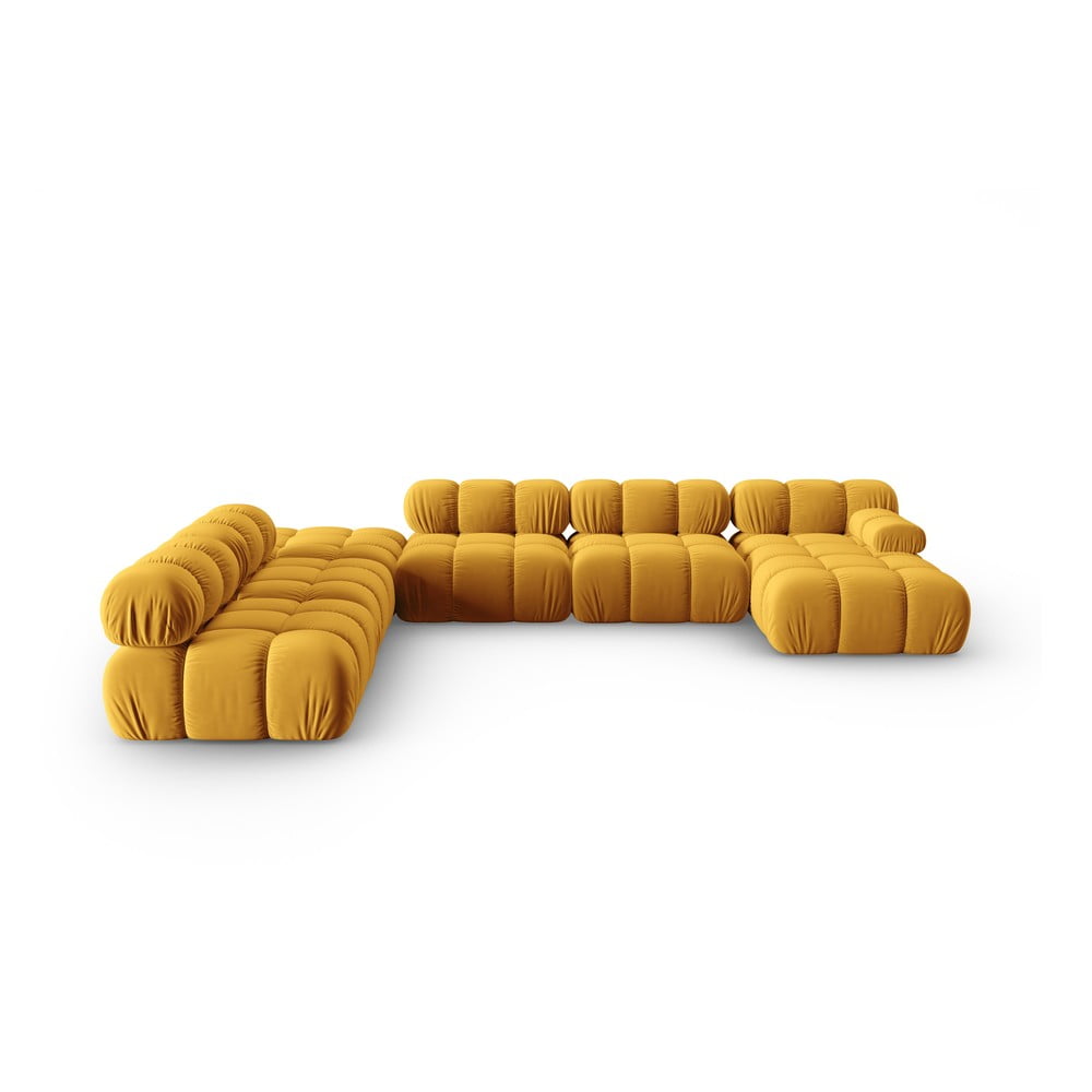 Sárga bársony kanapé 379 cm Bellis – Micadoni Home