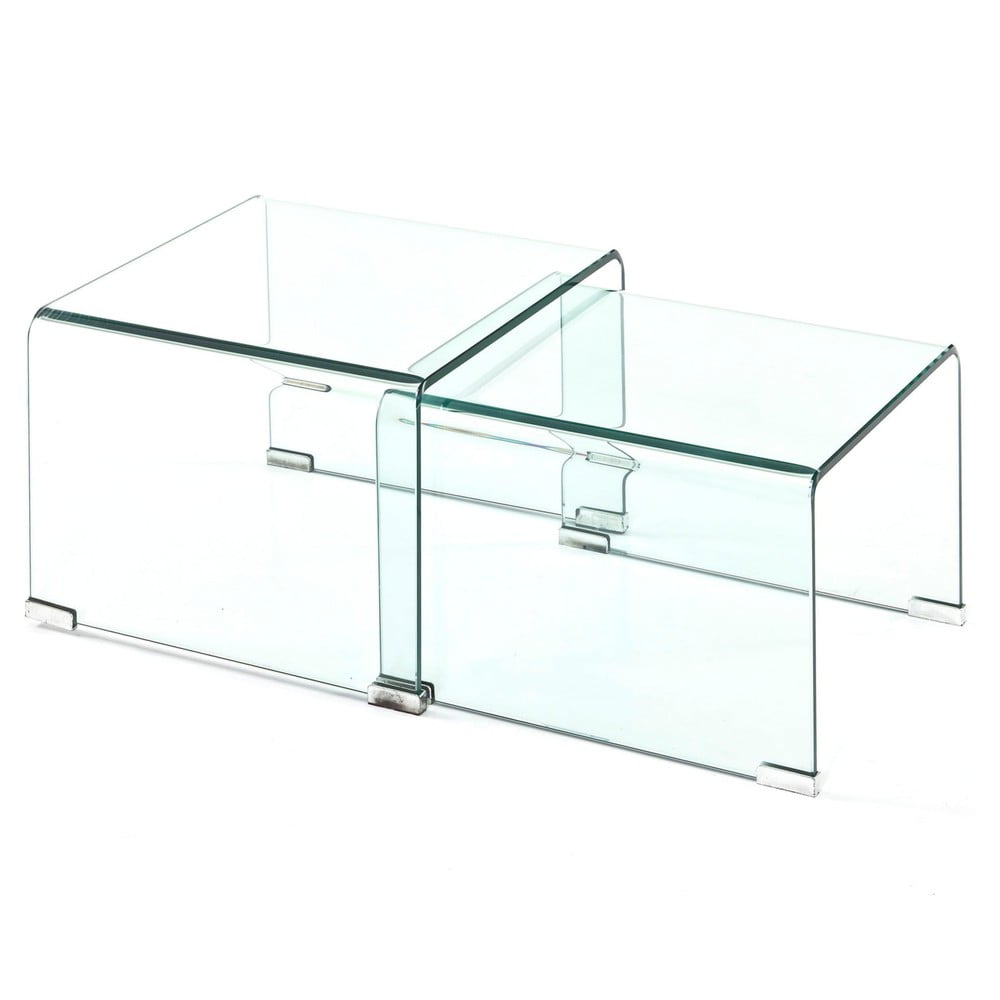 Üveg dohányzóasztal szett 2 db-os 44.5x49 cm Cristal – Tomasucci