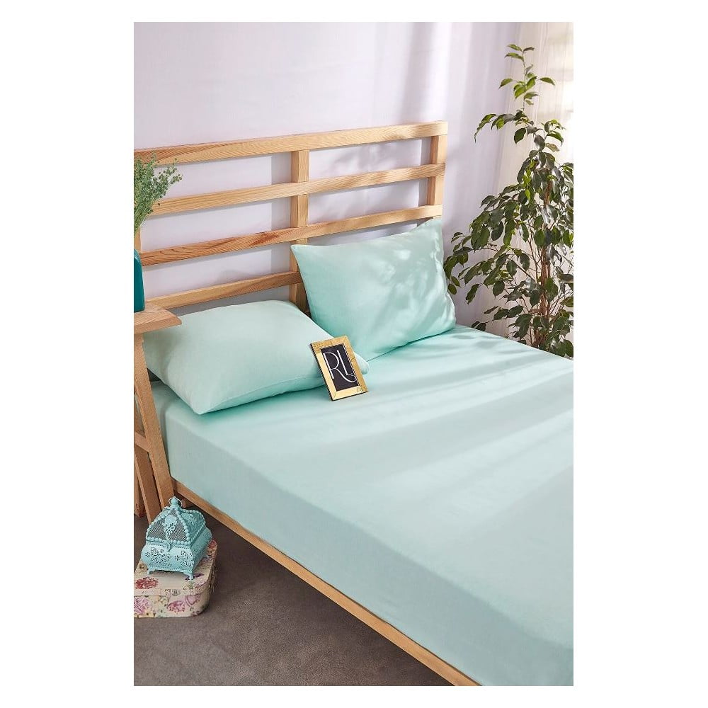 Világoskék gumis pamut lepedő 180x200 cm – Mila Home