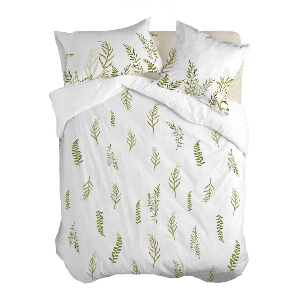 Fehér-zöld egyszemélyes pamut paplanhuzat 140x200 cm Monterosso – Happy Friday