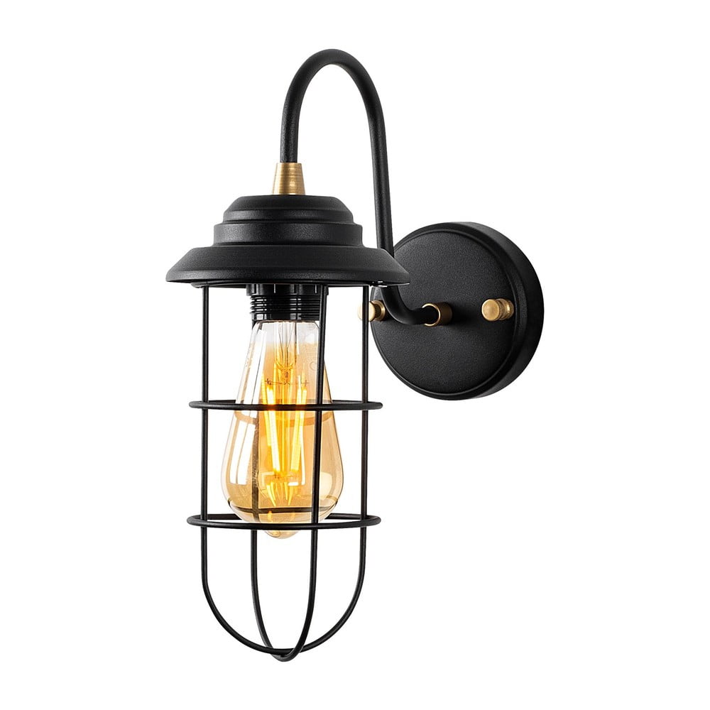 Fekete-aranyszínű fali lámpa ø 10 cm Mahoni – Opviq lights