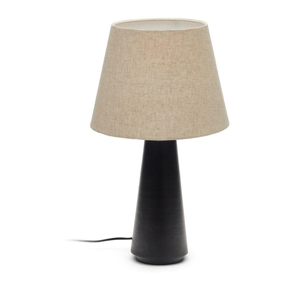 Fekete-bézs asztali lámpa textil búrával (magasság 60 cm) Torrent – Kave Home
