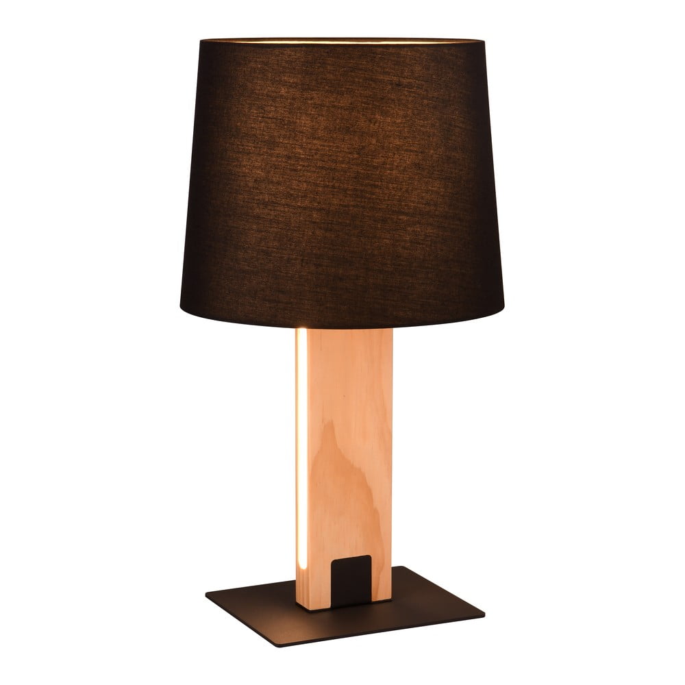 Fekete-natúr színű LED asztali lámpa textil búrával (magasság 50 cm) Rahul – Trio