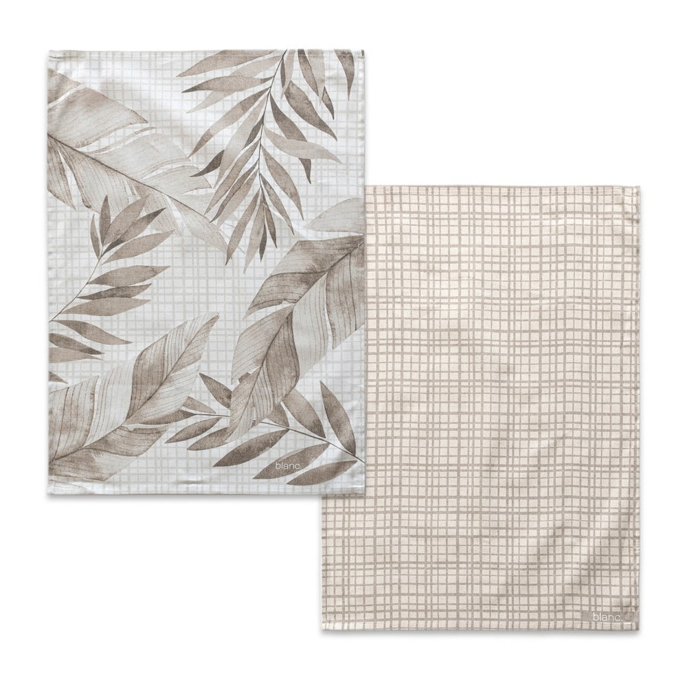 Pamut konyharuha szett 2 db-os 50x70 cm Feuille – Blanc