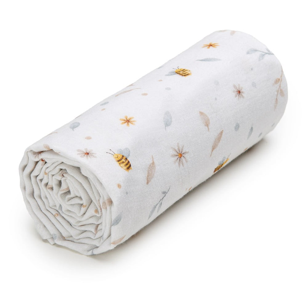 Fehér muszlin gyerek fürdőlepedő 100x120 cm Bee – T-TOMI