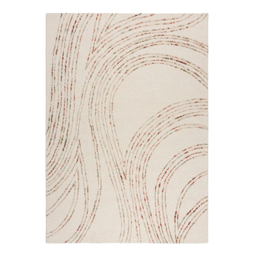 Narancssárga-krémszínű gyapjú szőnyeg 80x150 cm Abstract Swirl – Flair Rugs