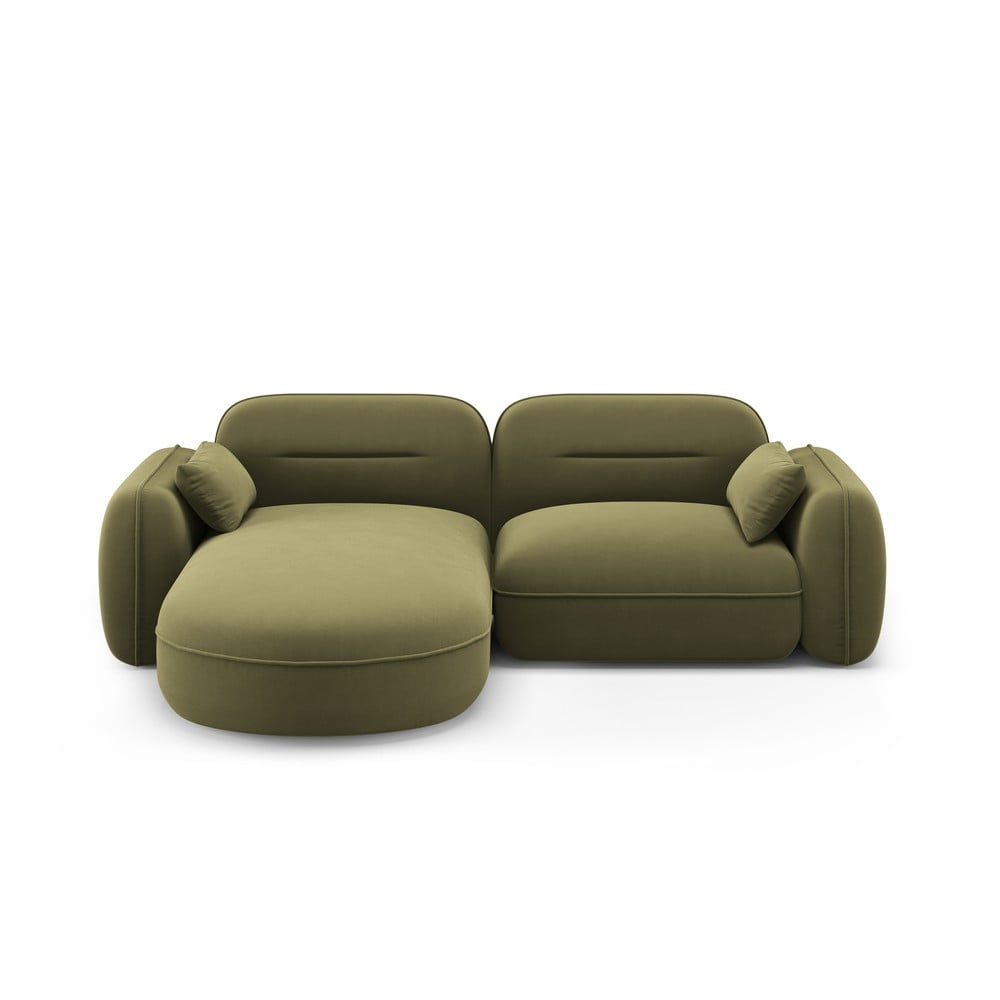 Zöld bársony sarokkanapé (bal oldali) Audrey – Interieurs 86