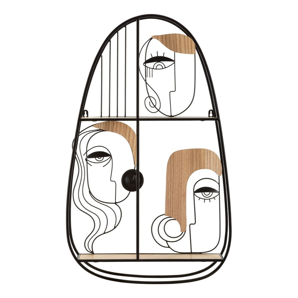 Fekete-natúr színű többszintes fali polc 49