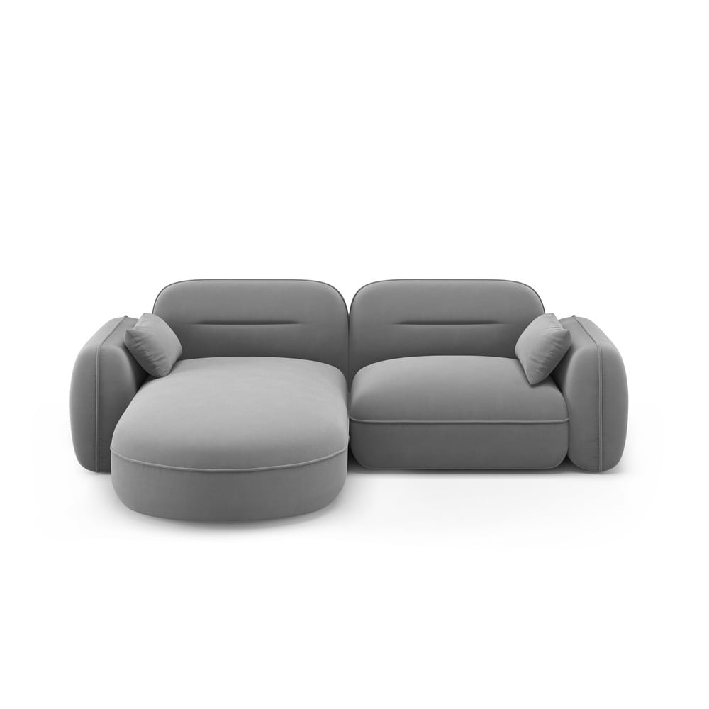 Világosszürke bársony sarokkanapé (bal oldali) Audrey – Interieurs 86