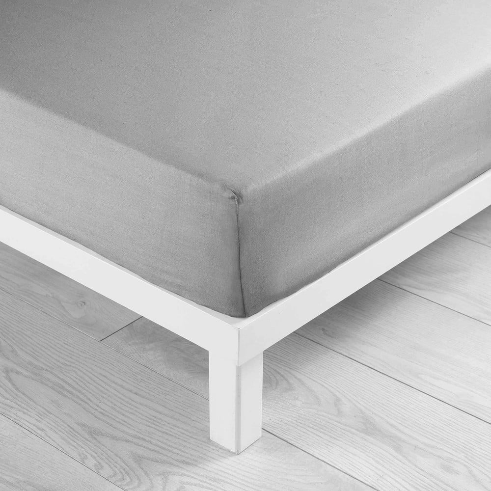 Világosszürke gumis mikroszálas lepedő 140x190 cm Oscar – douceur d'intérieur