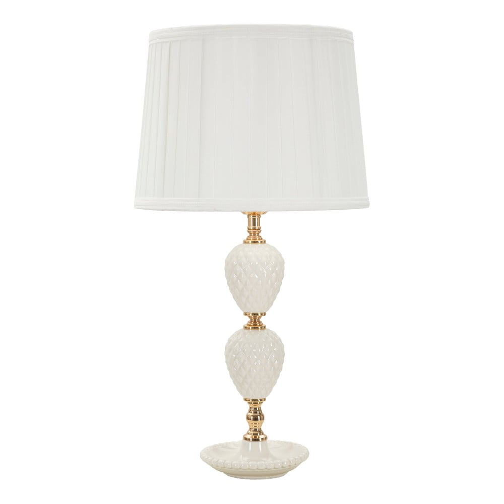 Fehér asztali lámpa textil búrával (magasság 57 cm) Torre – Mauro Ferretti