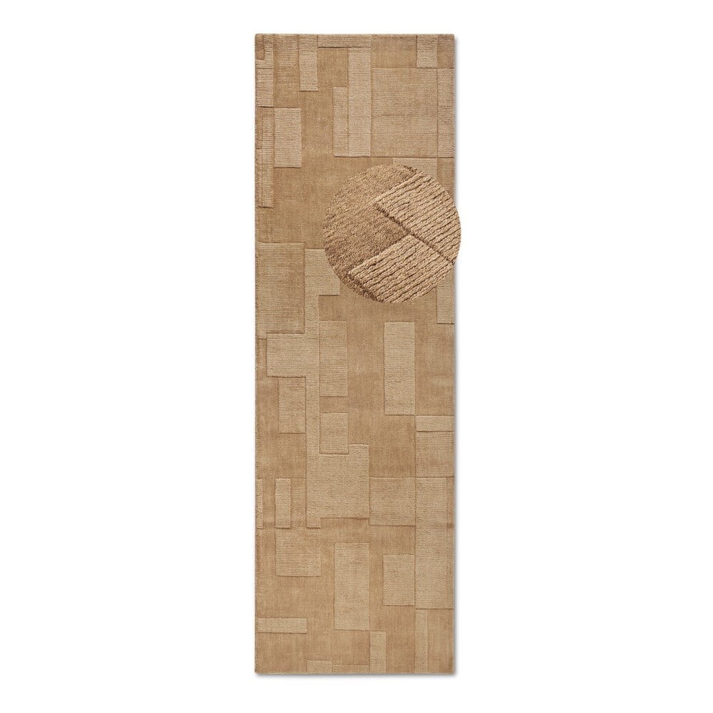 Bézs kézi szövésű gyapjú futószőnyeg 80x250 cm Wilhelmine – Villeroy&Boch