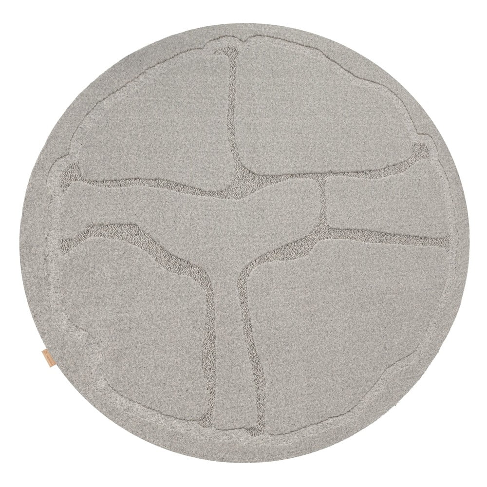 Szürke gyapjú kerek szőnyeg ø 120 cm Morphic Organica – Agnella