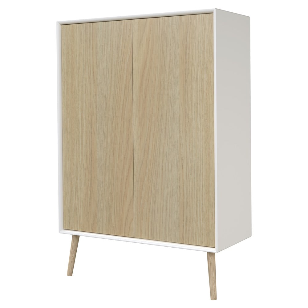 Fehér-natúr színű cipőtartó tölgyfa dekorral Alba – Tenzo