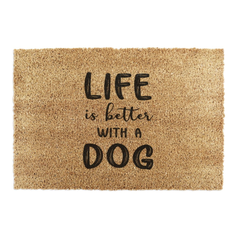 Kókuszrost lábtörlő 40x60 cm Life Is Better With a Dog – Artsy Doormats