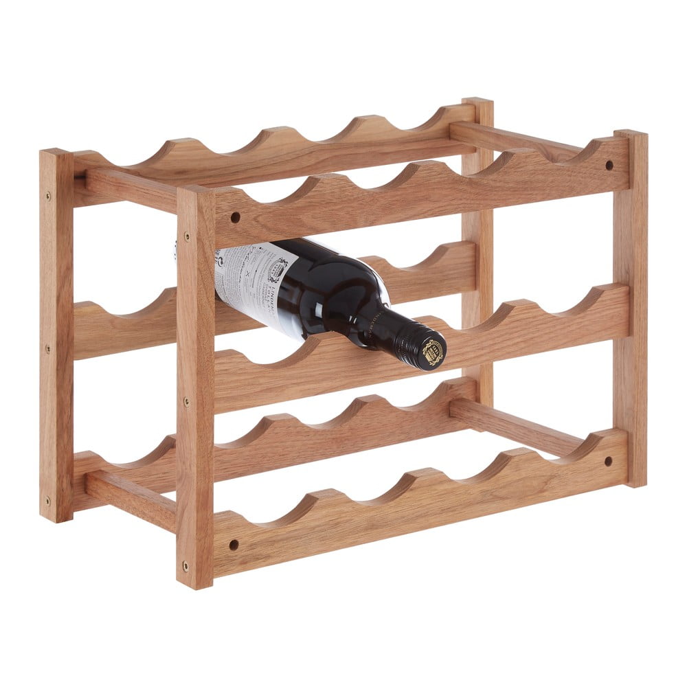 Natúr színű diófa bortartó polcos állvány
