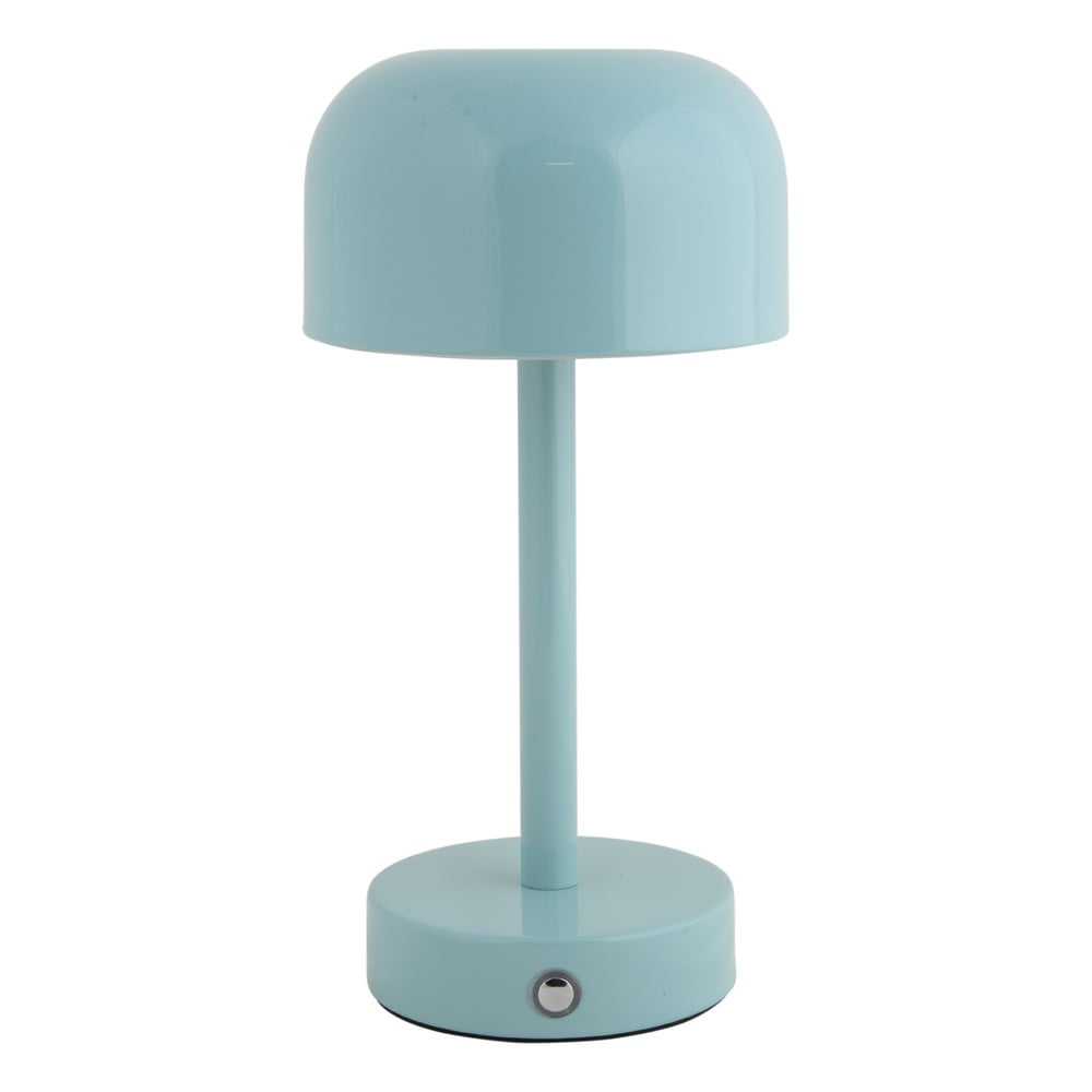 Világoskék LED asztali lámpa fém búrával (magasság 24