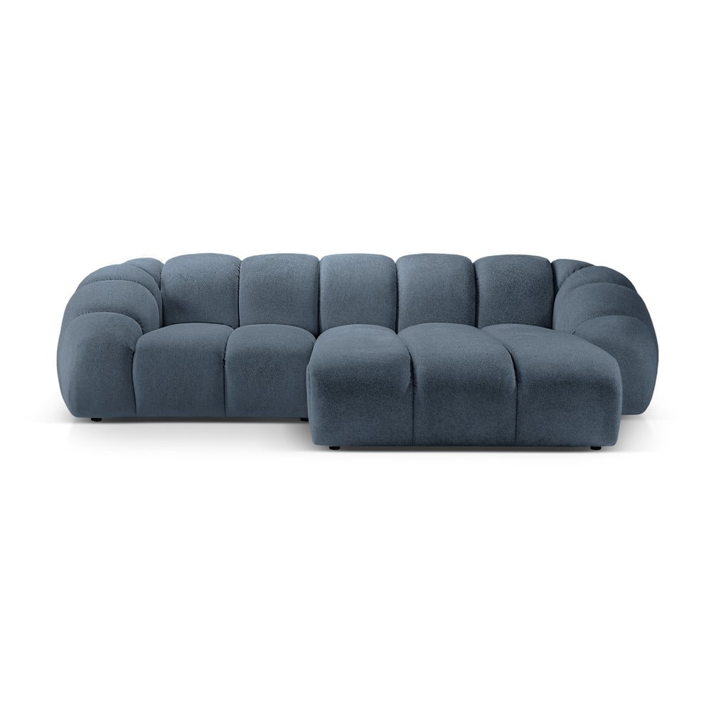 Kék bársony sarokkanapé Diana – Micadoni Home