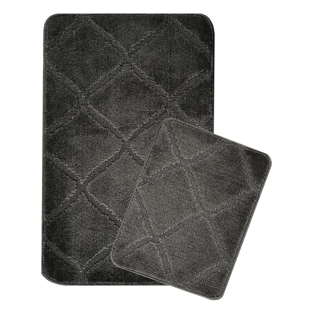 Antracitszürke fürdőszobai kilépő szett 2 db-os 50x80 cm Cizgili – Foutastic
