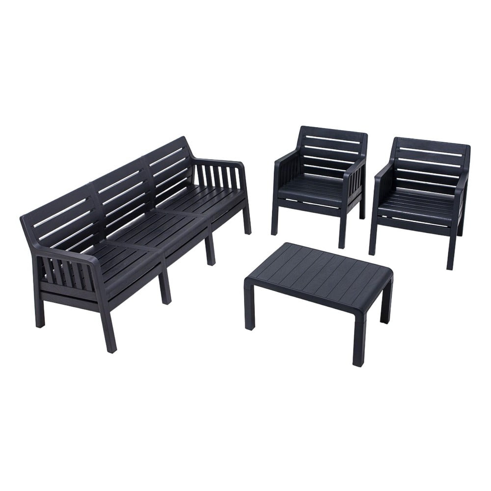 Antracitszürke ötszemélyes kerti lounge szett Lara – Floriane Garden