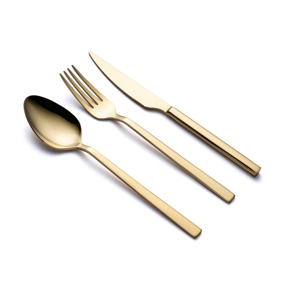 Aranyszínű rozsdamentes acél evőeszköz készlet 12 db-os – Hermia