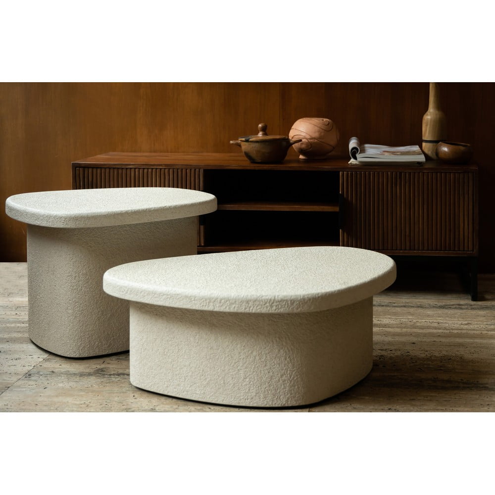 Bézs dohányzóasztal márvány dekorral 49x74 cm Veda – Dutchbone