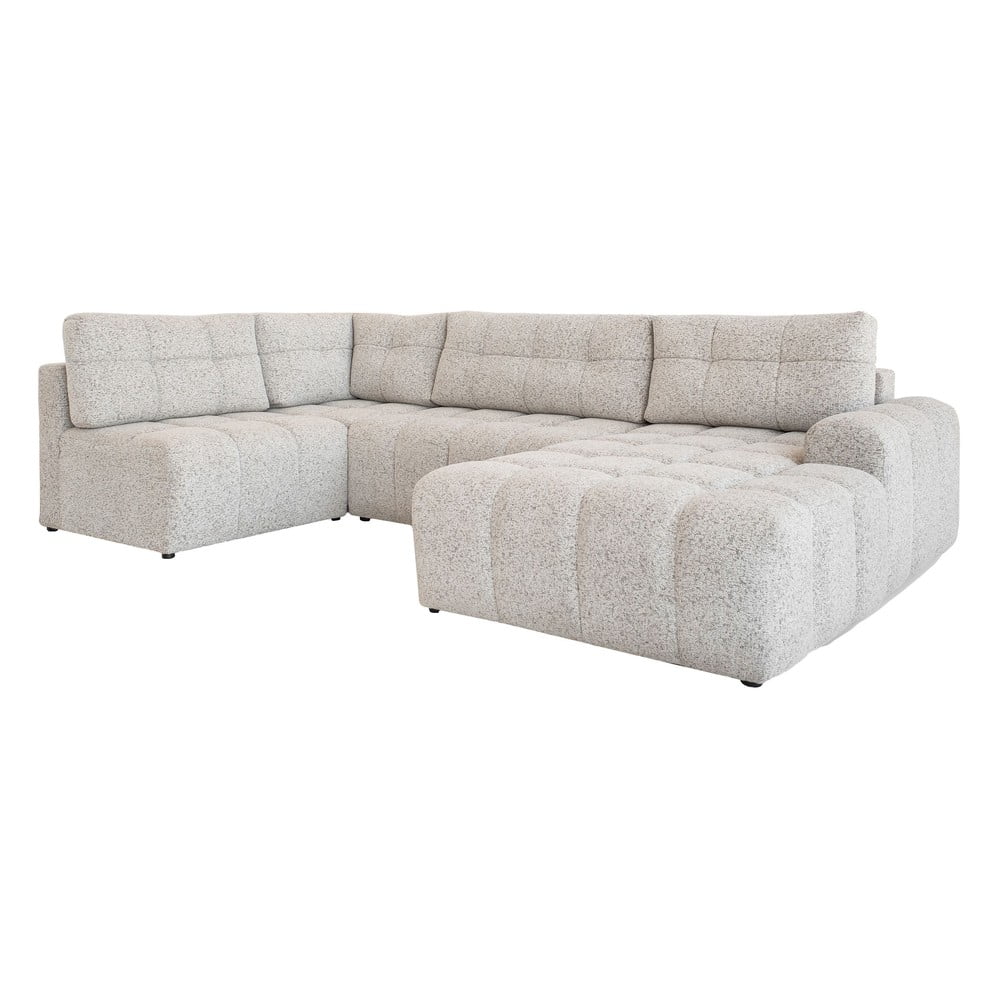 Bézs kinyitható tárolóhelyes moduláris sarokkanapé (bal oldali) Lulu – Miuform